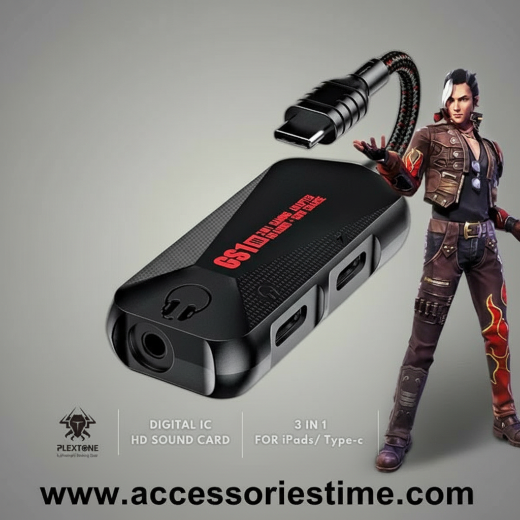 Plextone GS1 Mark III 3-in-1 Gaming Splitter – HD Audio + Fast Charging