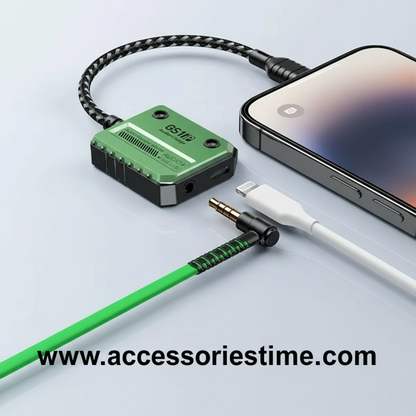 Plextone GS1 iPhone Lightning Splitter Adapter – 3.5mm Audio + PD 30W Fast Charging