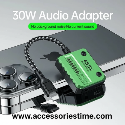 Plextone GS1 iPhone Lightning Splitter Adapter – 3.5mm Audio + PD 30W Fast Charging