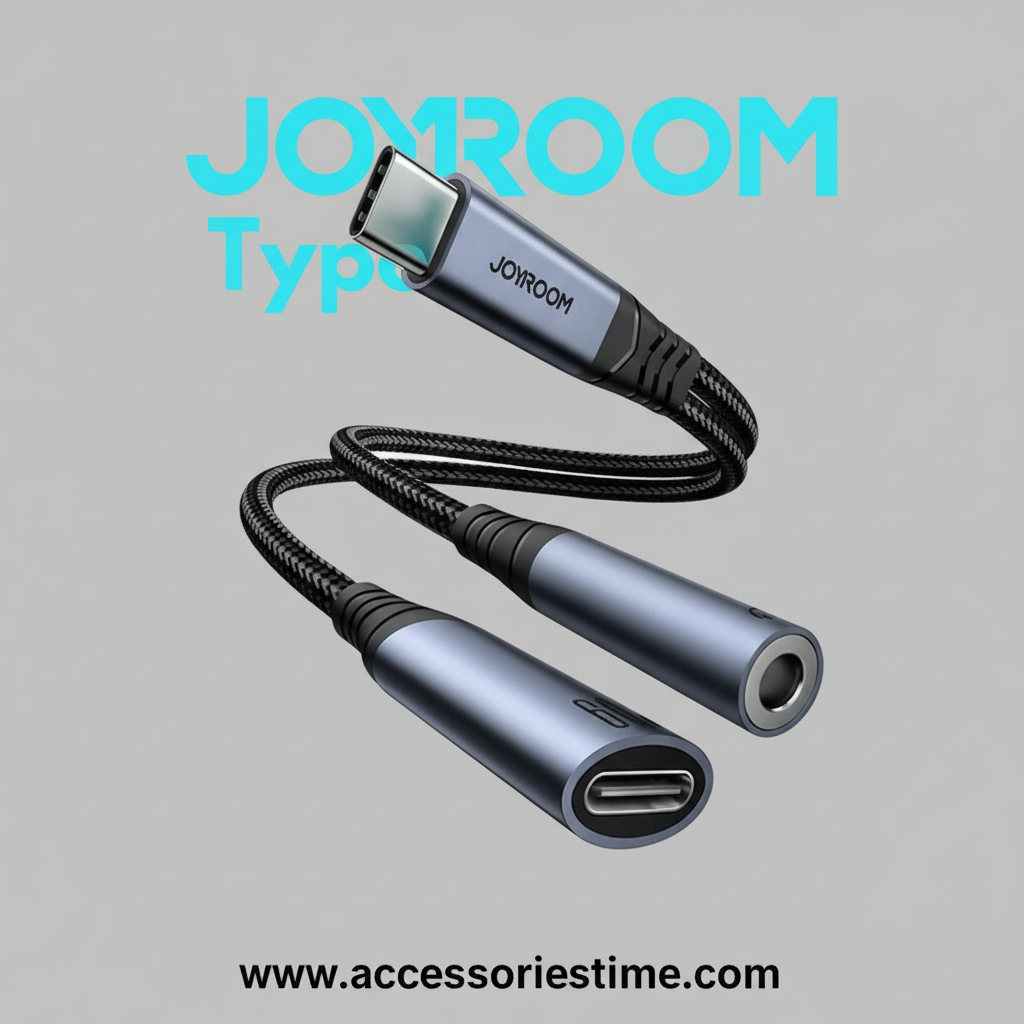 JOYROOM USB cable with adapter on a gray background