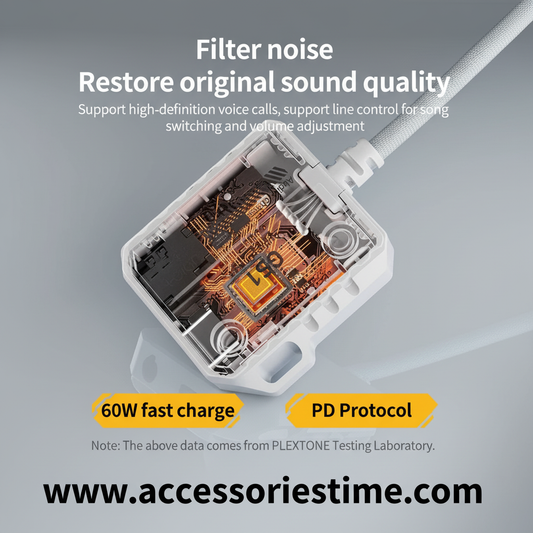 Plextone GS1 2-in-1 Gaming Adapter – Type-C 60W Fast Charging & 3.5mm 3D Stereo Sound