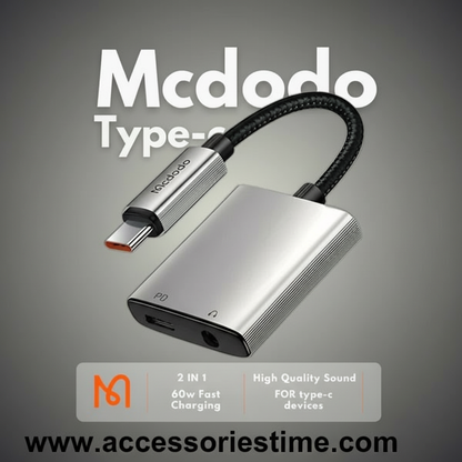 Mcdodo 3.5mm Audio + Type-C Charging Dual Adapter (Fast Charging)