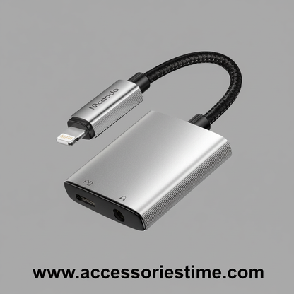 Mcdodo Apple iPhone Dual Port Splitter 3.5mm Lightning Converter (Using Phone Mic) – 100% Original