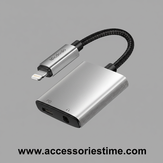 Mcdodo Apple iPhone Dual Port Splitter 3.5mm Lightning Converter (Using Phone Mic) – 100% Original