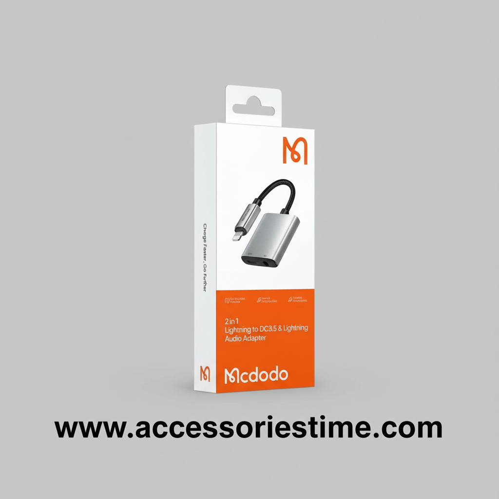 Mcdodo Apple iPhone Dual Port Splitter 3.5mm Lightning Converter (Using Phone Mic) – 100% Original